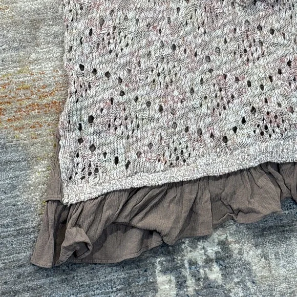 Knox Rose Sheer Knit‎ Tunic Sweater Ruffle Hem Academia Coquette Cottagecore L - Picture 3 of 15